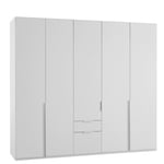 Armoire 5 portes 2 tiroirs WILMA 225 cm blanche