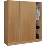 Armoire / placard de rangement de 2 portes coulissantes coloris Merisier - longueur 182 x profondeur 56 x hauteur 200 cm Pegane