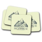 4 Set - Wild Camping Coaster - Mountain Adventure Tent Men's Travel Gift #15783