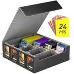 Hot Bee MTG Deck Box, Quartuple Trading Card Storage Box Holds 2400+ Cards for Yugioh, MTG, TCG, Magic the Gathering Commander Cards, Playing Card Case PU Leather Magnetic Closure, Grey