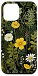 iPhone 15 Plus Olive Green Boho Botanical Wildflowers Case