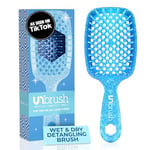 FHI Heat UNbrush Brosse démêlante pour un brossage sans douleur de tous les types de cheveux humides ou secs, poils DuoFlex antistatiques résistants, poignée légère, brosse à cheveux ventilée, bleu