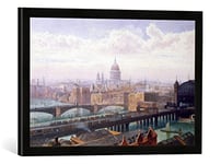 'Image encadrée de John CROWTHER "View of London showing St Paul S and Canon Street Station FROM Southwark Bridge, d'art dans le cadre de haute qualité Photos fait main, 60 x 40 cm, noir mat