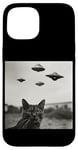 Coque pour iPhone 15 Cat Selfie with UFO Weird 50s Photo ---