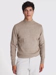 Moss Chunky Merino Wool Melange Jumper, Beige