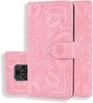 Portefeuille Coque Pour Redmi Note9s/Note9 Pro/Note9 Promax Pu En Cuir Flip Socle Rabattable Housse Mandala Style Avec Fermeture Magnétique,Poche De Carte,Fonction Support,Case Redmi Note9s Rose