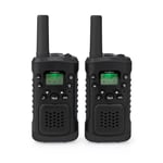 Nedis Walkie-Talkie Set | 2 håndsett | Opp til 6 km | Frekvens kanal: 8 | PTT / VOX | Opp til 3 timer | Hodetelefonutgang | 2 Hodesett | Sort