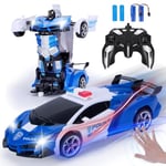 Yellcetoy Transform Jouets, Transformable Voiture Télécommandée Police avec Gestes de la Main, Lumière Clignotante Batteries Musique et Effet Sonore, Voiture Robot Cadeau pour Enfants Garcon 3-10 Ans