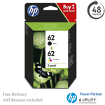 Genuine HP 62 Black & Colour Ink Cartridges - For HP ENVY 5544 Printers