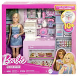 Barbie Coffee Shop Playset w Blonde Barista Doll coffee Maker Toy New with Box