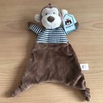 Jellycat - Stripey Monkey Soother - Soft  Brown Chimp Comforter Blanket - New