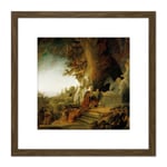 Rembrandt Christ And St Mary Magdalen At The Tomb 8X8 Inch Square Wooden Framed Wall Art Print Picture with Mount