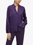 HUGO BOSS Banora18 Silk Blouse, Dark Purple