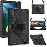 Gerutek Coque Antichoc Xiaomi Mi Pad 5 / Mi Pad 5 Pro 11 Pouces 2021, Étui Armure Robuste avec Support Rotatif, Dragonne et Bandoulière Réglable, Porte-Stylet, Housse pour Mi Pad 5/Pad 5 Pro 11", Noir