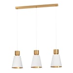 Eglo Suspension luminaire Aglientina, lustre à 3 lampes pour salon et salle à manger, lampe de plafond à suspendre en tissu et métal couleur laiton brossé, douille E27