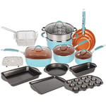 Blue and Copper Induction 19 Pcs Cookware Set Non Stick Pan Saucepan Bakeware