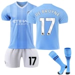 2023-2024 Manchester City Home Barnfotbollssats nr 17 De Bruyne new Fotbollssatser 8-9years