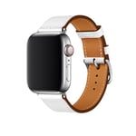 Bracelet en cuir véritable blanc pour votre Apple Watch Series 5/4 44mm/Series 3/2/1 42mm