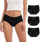 INNERSY Culotte Invisible Femme Taille Basse Shorty sans Couture Noir Slip Microfibre Lot de 3 (XS, 3 Noir Classique)