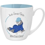 GRUSS & CO 45497 Tasse Anti-stress pour mécanicien, 45 cl, faite à base de porcelaine New Bone China, idéale comme cadeau, bleue, 9,5 cm