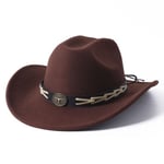 Cowboy hattu syksy ja talvi paksu fedora hattu yksivärinen punainen kihara härän pää logo unisex jazz