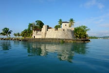 Spanish colonial fort the Castillo de San Felipe de Lara  on Rio Dulce in Guatemalan city Livingstone