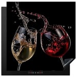 KitchenYeah© Protection Plaque Induction 78x78 cm Protege Deco Cuisine Cache Protège De Cuisson Accessoires Vin rouge - Vin blanc - Verre - Noir