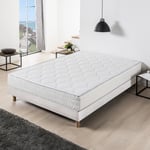 Ensemble Matelas ressorts + Sommier tapissier 140 x 190 cm - Confort équilibré - Epaisseur 23 cm - DEKO DREAM Hyvyys