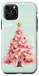 iPhone 11 Pro Aesthetic Pink Christmas Tree Watercolor Holiday Xmas Mint Case