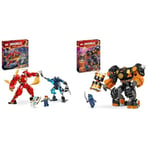 LEGO NINJAGO Kai’s Elemental Fire Mech, Action Figure Building Set from Dragons Rising & NINJAGO Cole’s Elemental Earth Mech, Action Figure Toy, Dragons Rising Building Set