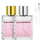 LOPHE 2PCS Flacon De Parfum à Motif Diamant Avec Pompe,100 Ml Flacon Pulvérisateur De Parfum De Voyage,Flacon De Parfum Rechargeable,Atomiseur De Parfum Réutilisable,Adapté Aux Rencontres, Au Travail