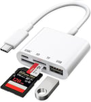 Lecteur de Cartes SD USB C, Adaptateur Carte SD USB C vers Micro SD, USB OTG Mémoire Externes avec Port USB et Port de Charge, pour Micro SDXC, Micro SDHC, SDXC, SDHC, pour iPhone 16/15 Pro, MacBook