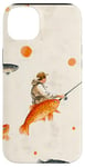 Coque pour iPhone 14 Plus Orange Aquarelle Polka Dots Fishing Pattern Art Print