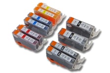 10 Multicolour Ink Cartridges replaces Canon CLI-526BK, CLI-526C +Chip