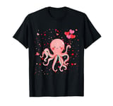 Octopus With Heart Balloons Valentines Day Octopus T-Shirt