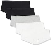 Amazon Essentials Culotte à Couverture complète en Coton (Grandes Tailles Disponibles) Femme, Lot de 5, Blanc/Gris Chiné/Noir, 6XL Grande taille