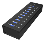 ICY BOX USB 3.0 Hub, 10 port, charging port, alu, w PSU