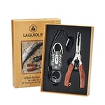 LAGUIOLE - Laguiole 40268483 Coffret Pêcheur contenant une Pince (22 cm) et un Crochet en Acier Inoxydable avec Manche en Bois de Rose Marron