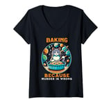 Womens Baking Sourdough Bread Because Murder Is Wrong,Space Lovers V-Neck T-Shirt