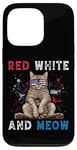 Coque pour iPhone 13 Pro Rouge Blanc Et Miaou