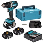 Makita ddf484rt3j Noir, Bleu, Argent – Perceuse Perceuse de pistolet, Perforacion, desatornillar, noir, bleu, argent, 2000 RPM, 3,8 cm, 1,3 cm)