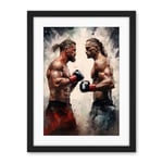 Artery8 Cage Fight Oil Paint Artwork Combat Mixed Martial Arts Boxing Wrestling Artwork Framed Wall Art Print 18X24 Inch