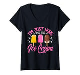 Womens Funny Ice Cream Design Gelato Sundae Summer Ice Cream Lover V-Neck T-Shirt