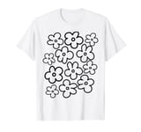 Cute Flower Pattern Wildflower Black and White Floral T-Shirt