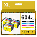 Coloran 604XL Pack de 12 Compatible Cartouche pour Epson XP 2200 pour Epson 604 XL pour Expression Home XP-2200 XP-2205 XP-3205 XP-3200 XP-4200 XP-4205 Workforce WF-2910DWF WF-2930DWF WF-2935DWF