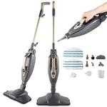 Beldray BEL01732TTVDE, Titanium 14 en 1 Steam Cleaner Mop-Multipurpose Handheld Steamer, 350ml, Flexi Hinge, Chemical-Free, Window Cleaner, Extra Nozzles and Mop Pads Included, 1300W, Seize If Grey