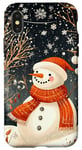 Coque pour iPhone X/XS Orange Art Déco Géométrique Bonhomme de neige Scène d'hiver