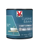 V33 Peinture multi-supports monocouche Cuisine & Bain Resist'Extrême® Satin, Bleu Atoll, 0,5L