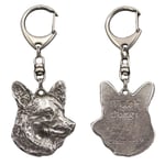 Cardigan Welsh Corgi - silverpläterad nyckelring med en hund i presentask, handväska dekoration, ryggsäckshänge från Art-Dog