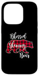 Coque pour iPhone 14 Pro Blessed Glammy Bear Red Buffalo Check Plaid Cadeau pour grand-mère